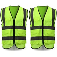 ELUTO Chalecos de Seguridad 2PCS Chaleco Reflectante Seguridad Visibilidad Alta Chaleco para Varios sitios de…